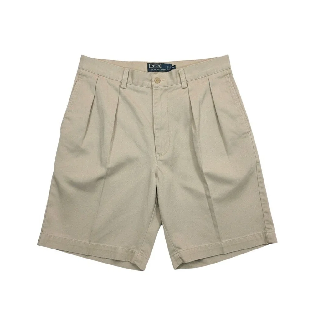 Polo Ralph Lauren Tyler Short Mens 32 Khaki Tan Pleated Chino Cotton Shorts